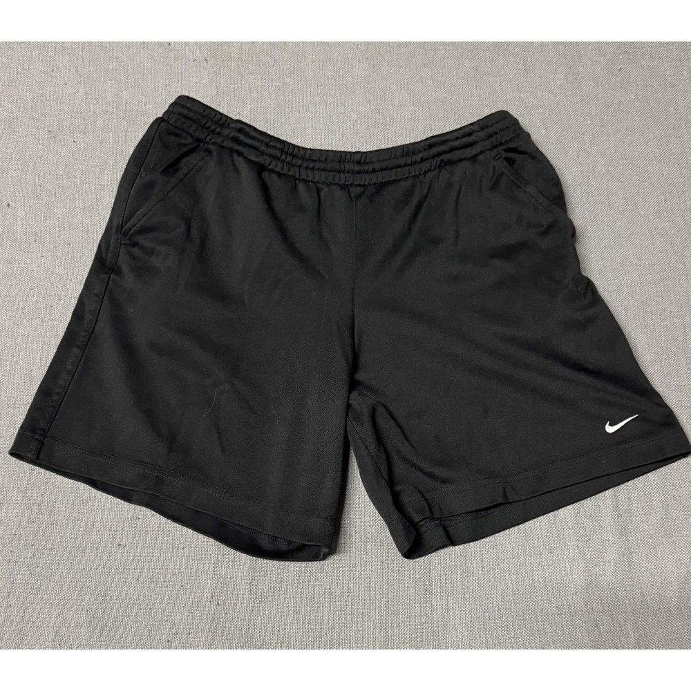 Y2K Nike Mens Shorts Size M Athletic Black Dri-fit Polyester Solid Gym Shorts